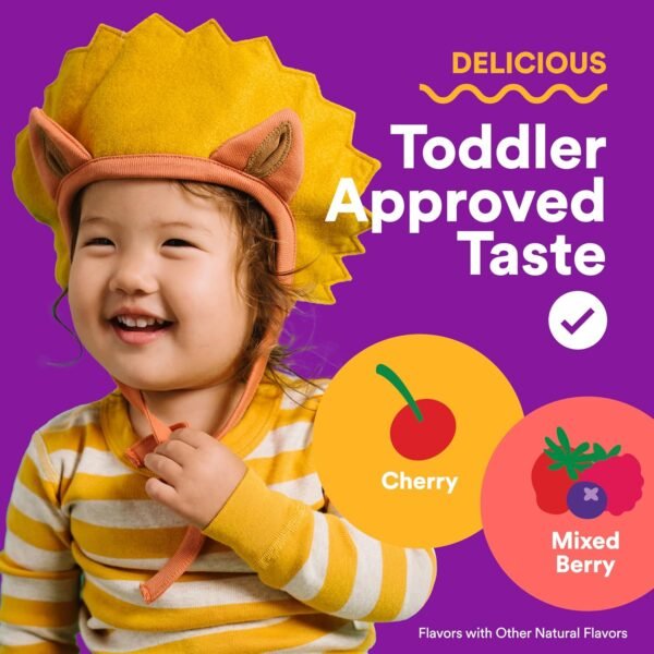 SmartyPants Organic Toddler Multivitamin Gummies: Probiotics, Omega 3 (ALA), Vitamin D3, C, Vitamin B12, B6, A, K & Zinc, Beta Carotene, Gluten Free, Three Fruit Flavors, 60 Count (30 Day Supply) - Image 7