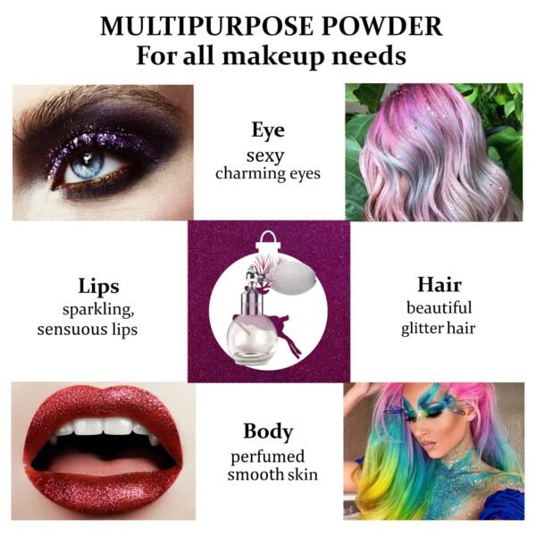 Highlighter Powder Spray, Longwear Glitter Spray for Body, Face, Hair, Shimmer Powder High Gloss Loose Powder Makeup Mist for Festive Party, Stage Shows, Nightclubs, Bar(1#Pearl White) - Image 5