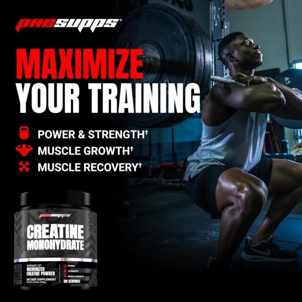 PROSUPPS Creatine Monohydrate Powder - 100% Pharmaceutical Grade Micronized Supplement for Muscle Growth and Recovery (5,000mg, 60 Servings) - Image 5