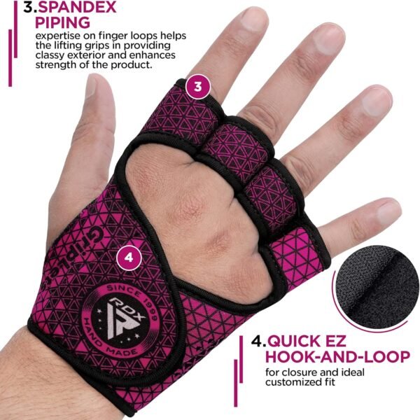 RDX Weight Lifting Gloves Grip, Non Slip Neoprene Ventilated Gym Barehand Gripper, Silicon Palm Protection, Powerlifting Fitness Strength Training Bodybuilding, Chin Pull ups Bar Calisthenics Workout - Image 5