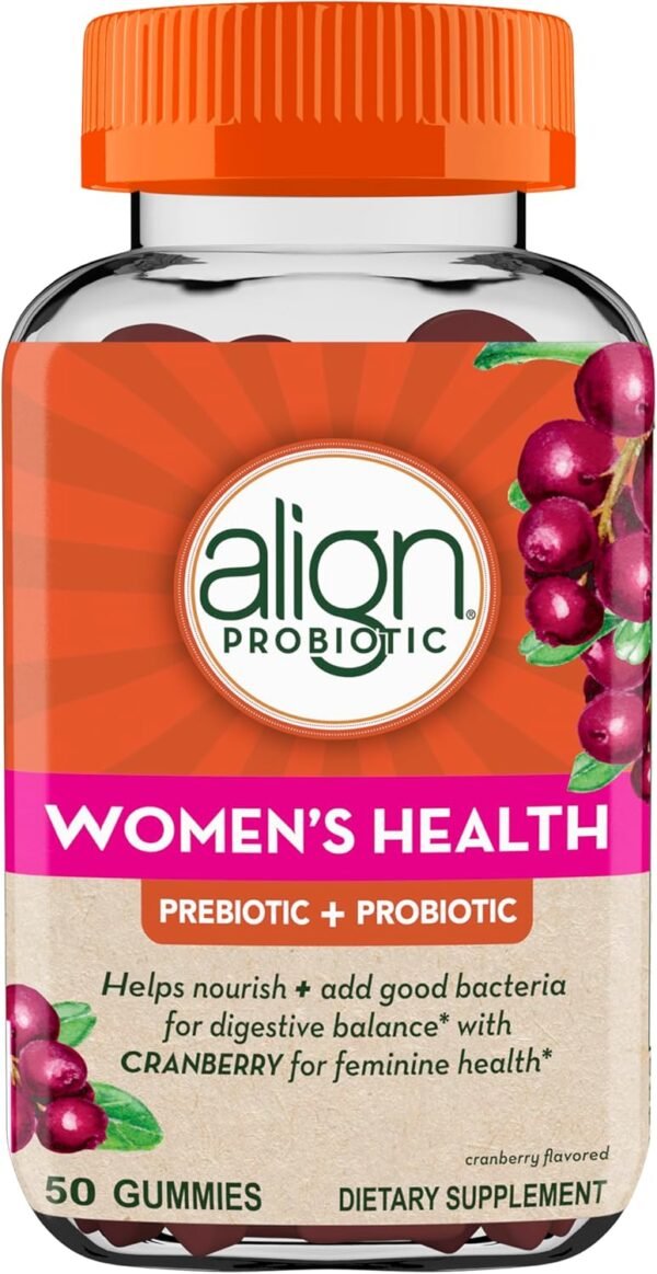 Align Women's Health, Prebiotic + Probiotic, with Cranberry for Feminine Health, Help Nourish & Add Good Bacteria for Digestive Health, 50 Gummies - Image 8