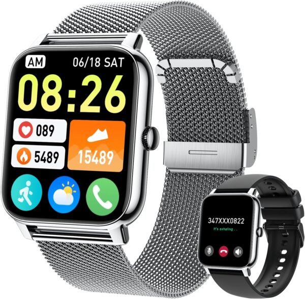 Smart Watch for Men Fitness Tracker: Waterproof Smart Watches for Men Digital Womens Watches Make/Answer Call Running Smartwatch Android Phone iPhone Samsung Compatible Heart Rate Monitor - Image 2