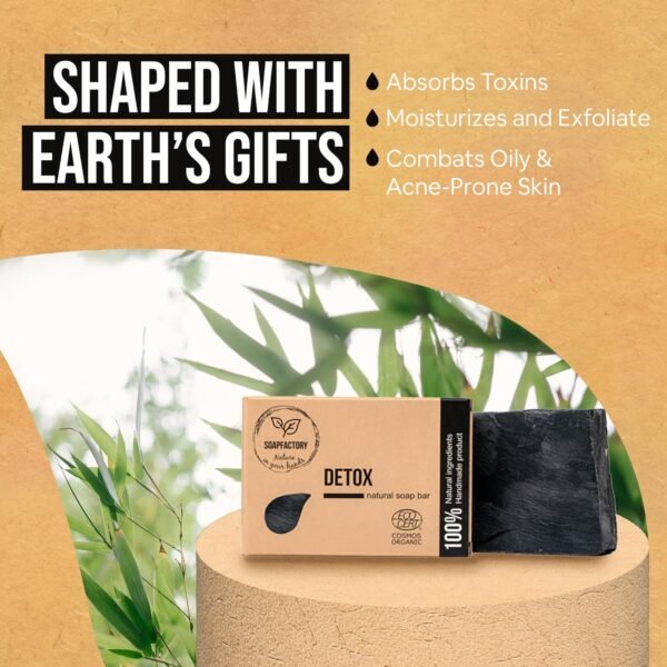 SoapFactory Organic Black Soap Bar with Activated Charcoal for Men and Women,100% Natural Facial Cleanser, Face and Body, Vegan, Handmade, 3.88 ounce - Image 6