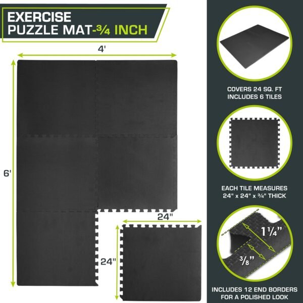ProsourceFit Extra Thick Puzzle Exercise Mat, EVA Foam Interlocking Tiles for Protective, Cushioned Workout Flooring for Home and Gym Equipment - Image 3