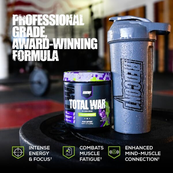 REDCON1 Total War Preworkout - Contains 320mg of Caffeine from Green Tea, Juniper & Beta Alanine - Pre Work Out with Amino Acids to Increase Pump, Energy + Endurance (Rainbow Candy, 30 Servings) - Image 4