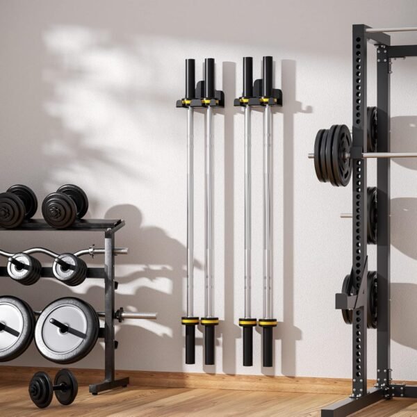 Olympic Barbell Hanger,Garage Gym Bar Wall Rack,Vertical Barbell Mount Rack,Black Powder Coated,Space Saving Commercial or Home Gym Accessory,Holds Under 33mm Bar Size - Image 7