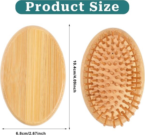 Bamboo Brush for Hair Growth, Natural Wooden Scalp Brush Mini Hair Scalp Massager Bamboo Bristles Detangling Hairbrush for Women, No Handle Design, Anti-Static Round Wood Pins - Image 5