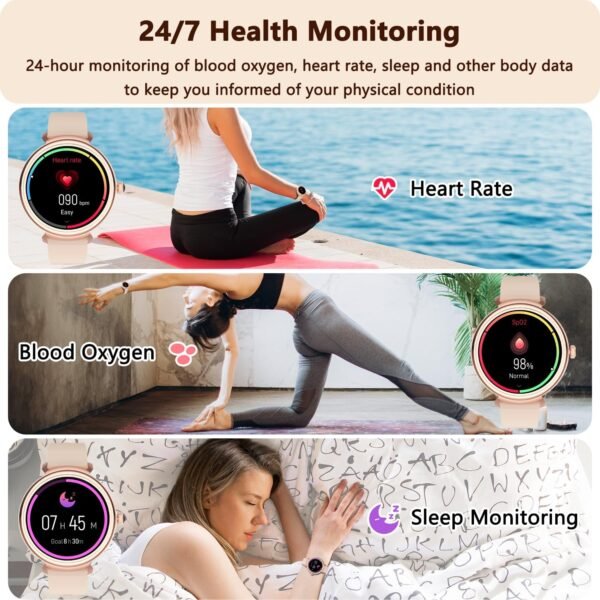 Smart Watch for Women with Answer/Make Call,1.27" HD Waterproof with DIY Faces,Fitness Tracker Smart Watch with Heart Rate,SpO2,Sleep Monitoring Compatible with iOS/Android - Image 4