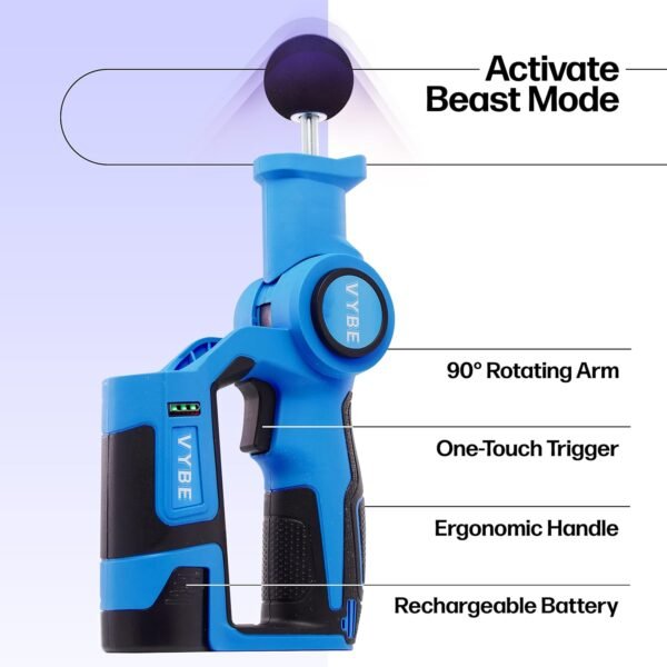 VYBE Percussion Massage Gun - V2-6 Speed Percussion Massager Guns w/ 3 Attachments for Deep Tissue Muscle Therapy - Electric, Handheld, Cordless, Adjustable Arm - Image 4