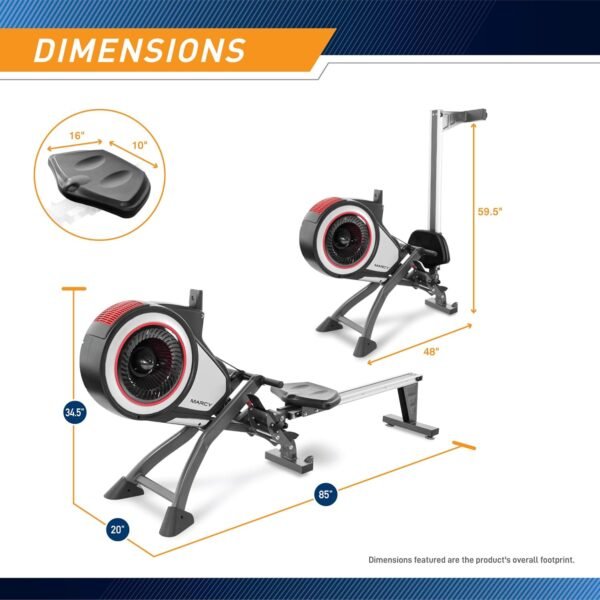 Marcy Air Resistance Rowing Machine with Transport Wheels - Image 3