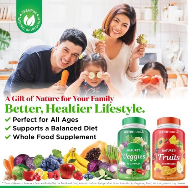Superfood 180 Fruit and 180 Veggie Capsules -100% Whole Natural Superfood - Maintain Energy Levels, High Lycopene - Grown and Made in The USA (90 Count (Pack of 4) - Image 5