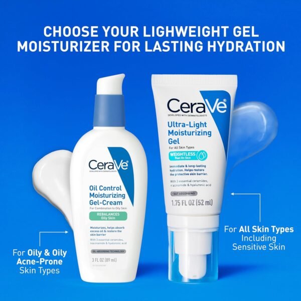 CeraVe Oil Control Moisturizing Gel-Cream, Face Moisturizer for Oily Skin, Niacinamide, Hyaluronic Acid & Oil Absorbing Technology To Rebalance Oily Skin, Non-Comedogenic, Fragrance Free & Oil-Free - Image 4