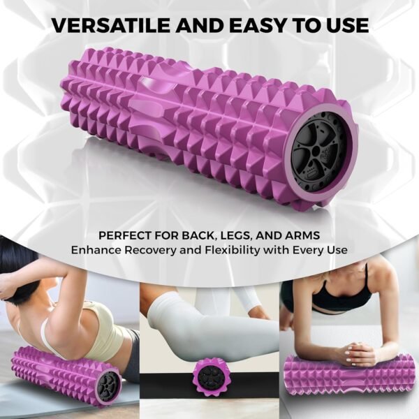 Nordic Lifting Vibrating Foam Roller w/ 5 Intensity Vibration, High Density EVA Foam for Deep Tissue Massage & Muscle Recovery - Ideal for Back Pain, Plantar Fasciitis Relief, Physical Therapy - Pink - Image 3