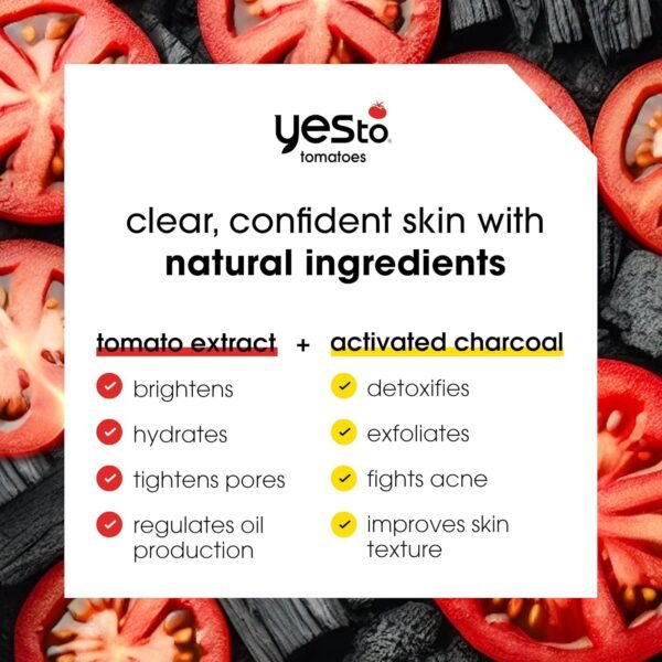 Yes To Tomatoes Clear Skin Activated Charcoal Bar Soap 7 Ounce (Pack of 3) - Image 3