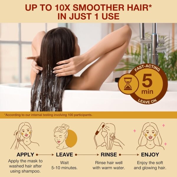 Hair Mask for Dry Damaged Hair with Collagen, Biotin, Argan Oil - Helps Repair Hair and Reduce Damage from Heat, Sun, Coloring - Moisturizing Keratin Hair Mask for Split Ends, Hair Loss and Breakage - Image 8