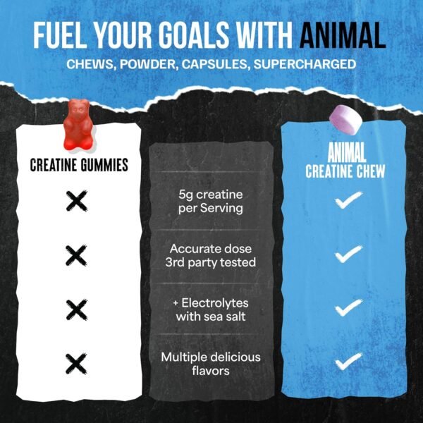 Animal Creatine Chews Tablets - Enhanced Creatine Monohydrate with AstraGin to Improve Absorption, Sea Salt for Added Pumps, Delicious and Convenient Chewable Tablets - Grape - Image 8