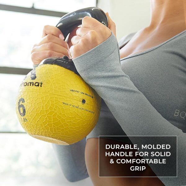 Aeromat Elite Mini Kettlebell Medicine Ball - Kettlebell Weight Balls for Exercise, 6" dia Weighted Exercise Ball, Training Kettlebells, Color-Coded - Image 4