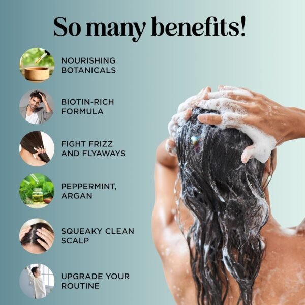 Volumizing Biotin Shampoo and Conditioner Set - Sulfate Free Shampoo and Conditioner for Dry Damaged Hair Care - Thinning Hair Shampoo and Conditioner with Nourishing Biotin and Argan Oil (Mint) - Image 4