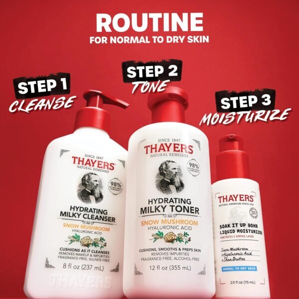 THAYERS Soak It Up 80HR Liquid Moisturizer, Face Moisturizer with Hyaluronic Acid and Snow Mushroom, Dermatologist Tested Skin Care for Normal to Dry Skin, 2.5 Oz - Image 7