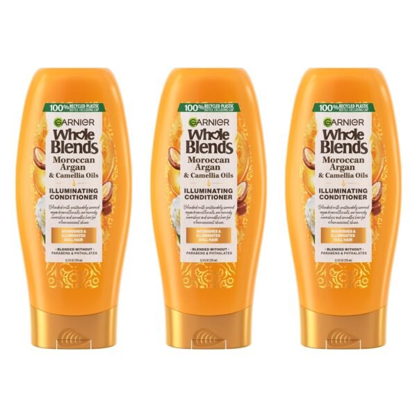 Garnier Whole Blends Moroccan Argan & Camellia Oils Illuminating Conditioner for Silky Shine, 12.5 Fl Oz, 3 Count (Packaging May Vary) - Image 2