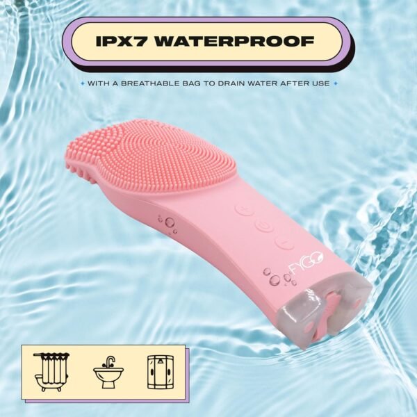 Facial Cleansing Brush - Rechargeable Electric Facial Scrubber & Exfoliator - Waterproof Soft Silicone Brush for Deep Cleaning & Exfoliating - 6 Mode Vibrating & Massaging Face Wash Brush - Pink - Image 6
