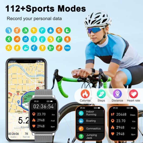Smart Watch for Men Fitness Tracker: Waterproof Smart Watches for Men Digital Womens Watches Make/Answer Call Running Smartwatch Android Phone iPhone Samsung Compatible Heart Rate Monitor - Image 5
