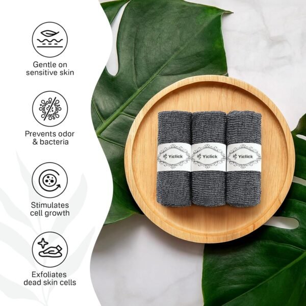 Yiclick Exfoliating African Net Sponge - Exfoliating Body Scrubber Exfoliator, Exfoliating Washcloth Towel, Exfoliate Rags Wash Cloth Loofah Sponge for Body Scrub, Back Scrubber (Black) - Image 3