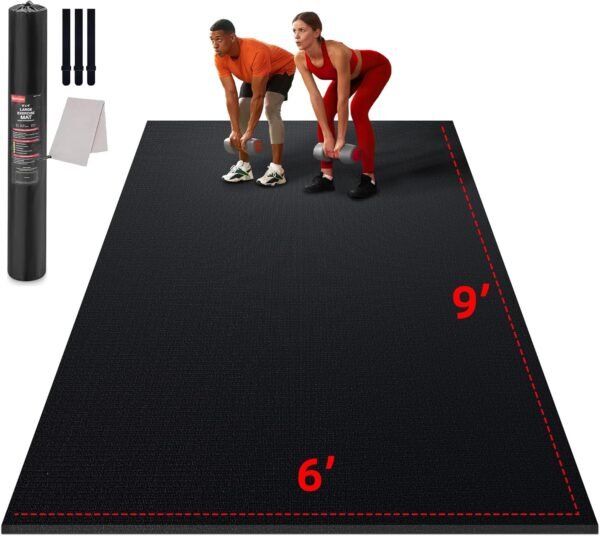 Large Exercise Mat for Home Workout,12‘x6’/10'x6'/9'x6'/8'x6'/7'x5'/6'x4' (7mm) Extra Thick Workout Mat, High-Density Gym Mat for Cardio, Jump Rope, MMA, Weights (Shoe-Friendly) - Image 2