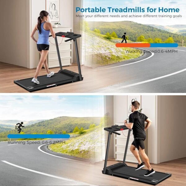 Treadmill with Handles, 2025 Upgraded Small Treadmill Home, Portable Electric Treadmills for Home 300 lbs Weight Capacity,Walking Pad Treadmill,Lightweight Folding Foldable Treadmill with LED Display - Image 8