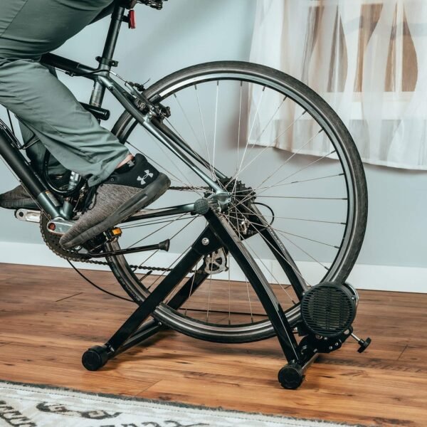 Alpcour Bike Trainer Stand for Indoor Riding – Portable Foldable Magnetic Stainless Steel Indoor Trainer, Noise Reduction, 6 Resistance Settings & Bag – Stationary Exercise for Road & Mountain Bikes - Image 8