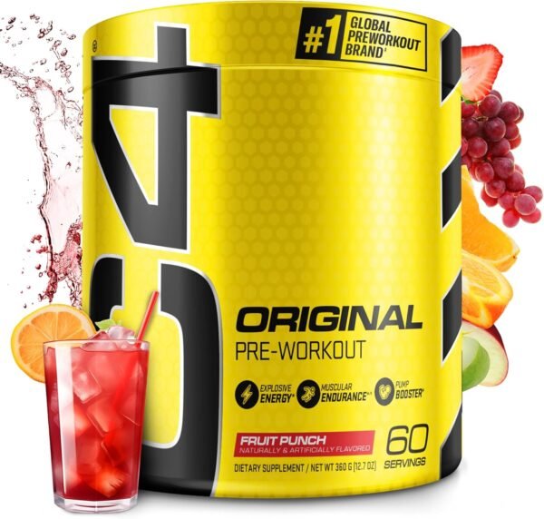 C4 Original Pre Workout Powder Fruit Punch - Vitamin C for Immune Support - Sugar Free Preworkout Energy for Men & Women - 150mg Caffeine + Beta Alanine + Creatine - 60 Servings - Image 2