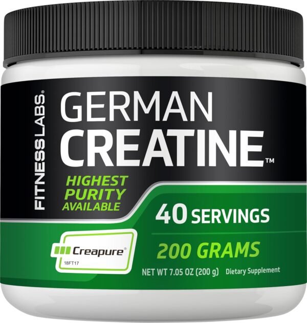 Fitness Labs German Creatine Powder | 7.05 oz | 39 Servings | Creapure | Monohydrate Powder | Non-GMO, Gluten Free Supplement - Image 2