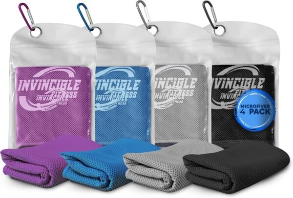 Invincible Fitness Microfiber Gym Towel Set – Quick-Drying, Odor-Resistant, Ultra-Absorbent Towels for Sports, Fitness, Yoga, and Travel (4 Pack) - Image 2