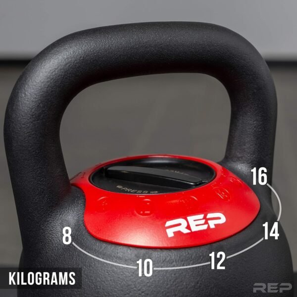 Rep Fitness Adjustable Kettlebell with Matte Powder Coating – Quickly Select From Multiple KG or LB Weight Options for HIIT and Cross-Training Workouts - Image 3