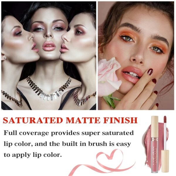 6 Colors Matte Nude Lipstick Set Liquid Lipstick Velvet Lip Gloss Lip Stain Long Lasting Waterproof Nude Pink Lipstick Set for Women Lip Makeup (SET-B) - Image 6