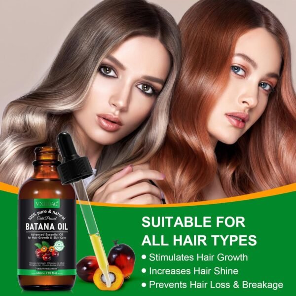 Batana Oil for Hair Growth and Nourishment - Scalp Massager Included, Honduras Pure & Natural Oil for Split Ends Elimination, Enhanced Hair and Skin Radiance, All Hair Types, 2.02 fl oz - Image 5