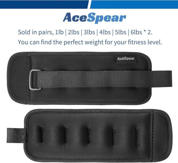 AceSpear Ankle Weights for Men Women Wrist Weights 2 * 1lb 2lbs 3lbs 4lbs 5lbs 6lbs Leg Weights Sandbags Kids Arm Hand Weights for Fitness Walking Running Gym - Image 3