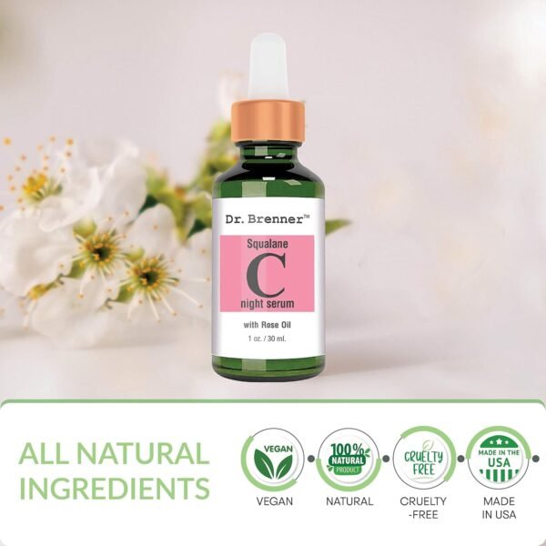 Vitamin C Serum (Tetrahexyldecyl Ascorbate) Night Oil Treatment With Squalane and Pure Rose Oil for Firmer, Glowing Skin, Natural Moisturizing Skin Oil by Dr. Brenner 1 oz. - Image 6