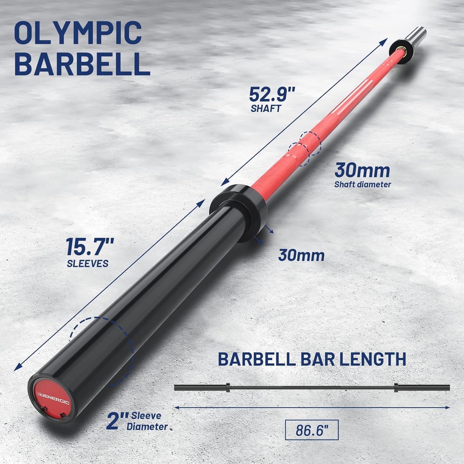 7ft Olympic Barbell 20KG Bar Load 700lbs Capacity Available Men's Barbell with Hard Chrome Sleeves for 2" Olympic Plates, 2 Inch Barbell Bar for Squats, Deadlifts, Presses, Rows and Curls - Image 3