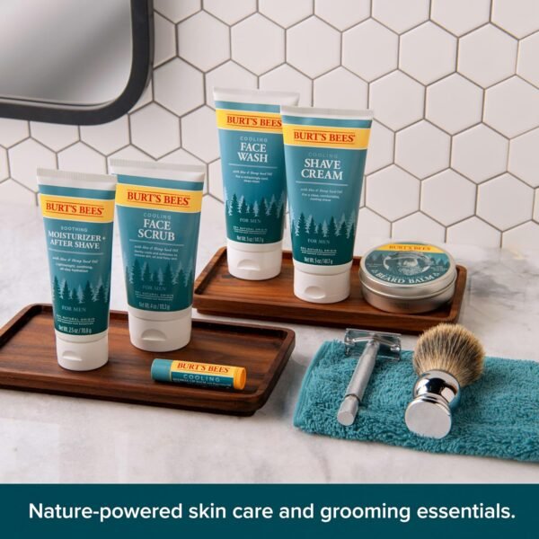 Burt's Bees Gifts Ideas - Grooming Essentials Kit, 4 Products for Men - Cooling Face Wash, Shave Cream, Soothing Moisturizer After Shave & Original Beeswax Lip Balm - Image 8