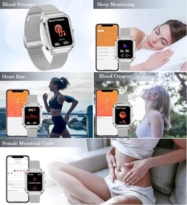 1.6'' Touch Screen Smart Watch for Women (Answer/Make Call), Activity Trackers and Smartwatches with Waterproof Heart Rate Sleep Monitor 100+ Sports Pedometer AI Voice,Fitness Watch for iPhone Android - Image 6