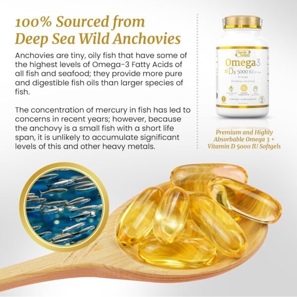 SIGNIFY NATURE Omega 3 Fish Oil Supplement with Vitamin D3 5000 IU - 1000mg Triglyceride Capsules for Brain Health - Omega3 EPA DHA + VIT D 3-90CT - Image 6