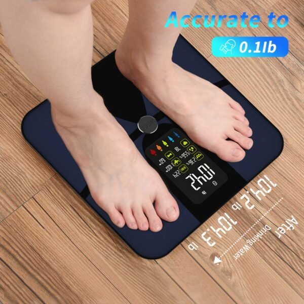 WGGE Smart Body Weight Scale,Digital Smart Bathroom Scale with Mobile App, Large LCD Display Screen,17 Body Composition Metrics BMI, Body Fat Tracking, Heart Rate,Baby Mode,400lb/180kg - Image 6