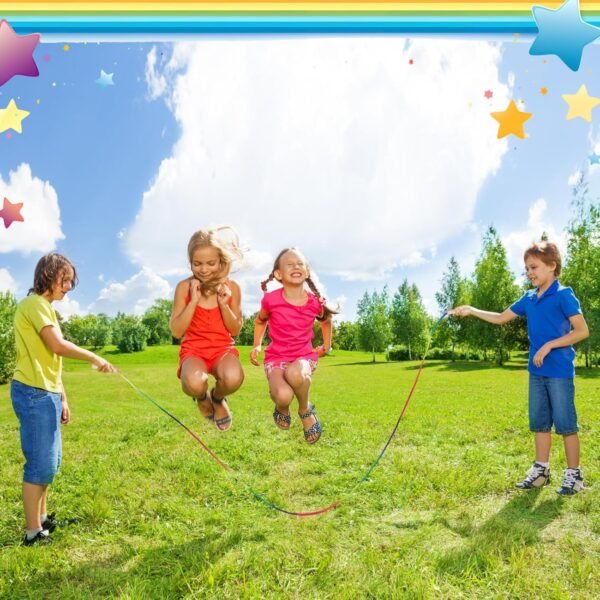 16 FT Double Dutch Jump Rope for Kids, Adjustable Rainbow Skipping Rope with Wooden Handles, Perfect for Fitness, Outdoor Fun, School Sports, and Party Games - Image 8