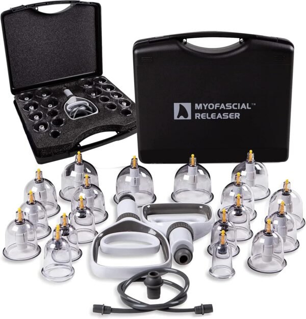 Myofascial Releaser Professional Cupping Therapy Set - 18 Multi-Sized Vacuum Cups with Two Hand Pumps and Detailed Cupping Book - Massage Cupping Set for Massage Therapists - Image 2
