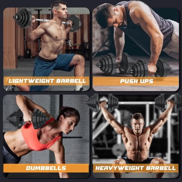 KISS GOLD Weights Dumbbells Set, Adjustable Dumbbell Sets 22Lbs 44Lbs 66Lbs 88Lbs with Solid Steel, Barbell Free Weight Set with Connector Workout Home Gym Equipment for Men Women Strength Training Shaping - Image 6