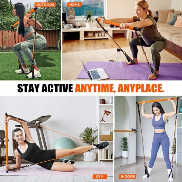 Pilates Bar Kit with Resistance Bands, Pilates Equipment, Multifunctional Pilates Bar for Women & Men, Pilates bar kit for for Hip, Back, Arm, Full-Body Workouts, Home Gym Strength Training Equipment - Image 8