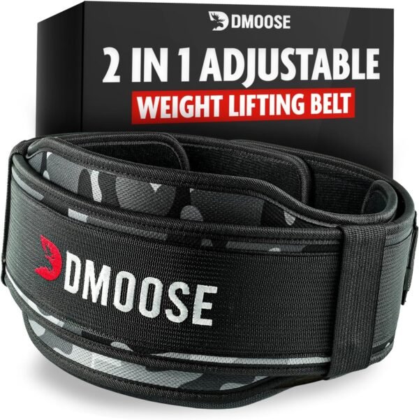 DMoose Weight Lifting Belt for Men & Women - 2 in 1 Adjustable 4" 6" Width - Weight Belt with Auto-Locking Buckle - Optimal Back Support Gym Belt for Weightlifting, Powerlifting, Squats and Deadlifts - Image 2