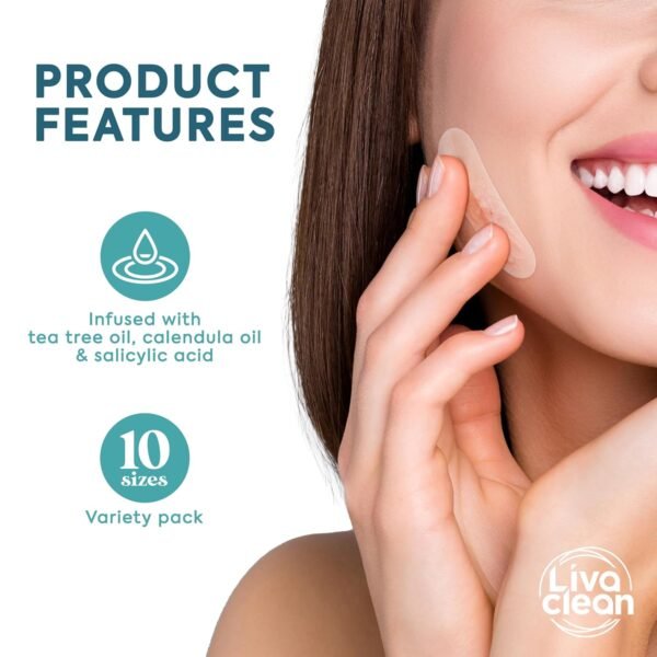 LivaClean 272 CT Pimple Patches Variety Pack w/Tea Tree Oil, Salicylic Acid & Calendula Oil - Pimple Patches Large, Large Acne Dressing for Face Acne Patch XL, Hydrocolloid Patch - Image 9