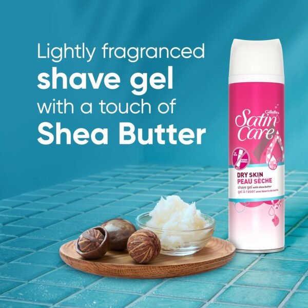 Gillette Venus Satin Care Dry Skin Shave Gel for Women, 6 Count, 7oz Each, Infused with Shea Butter for a Comfortable Shave - Image 5